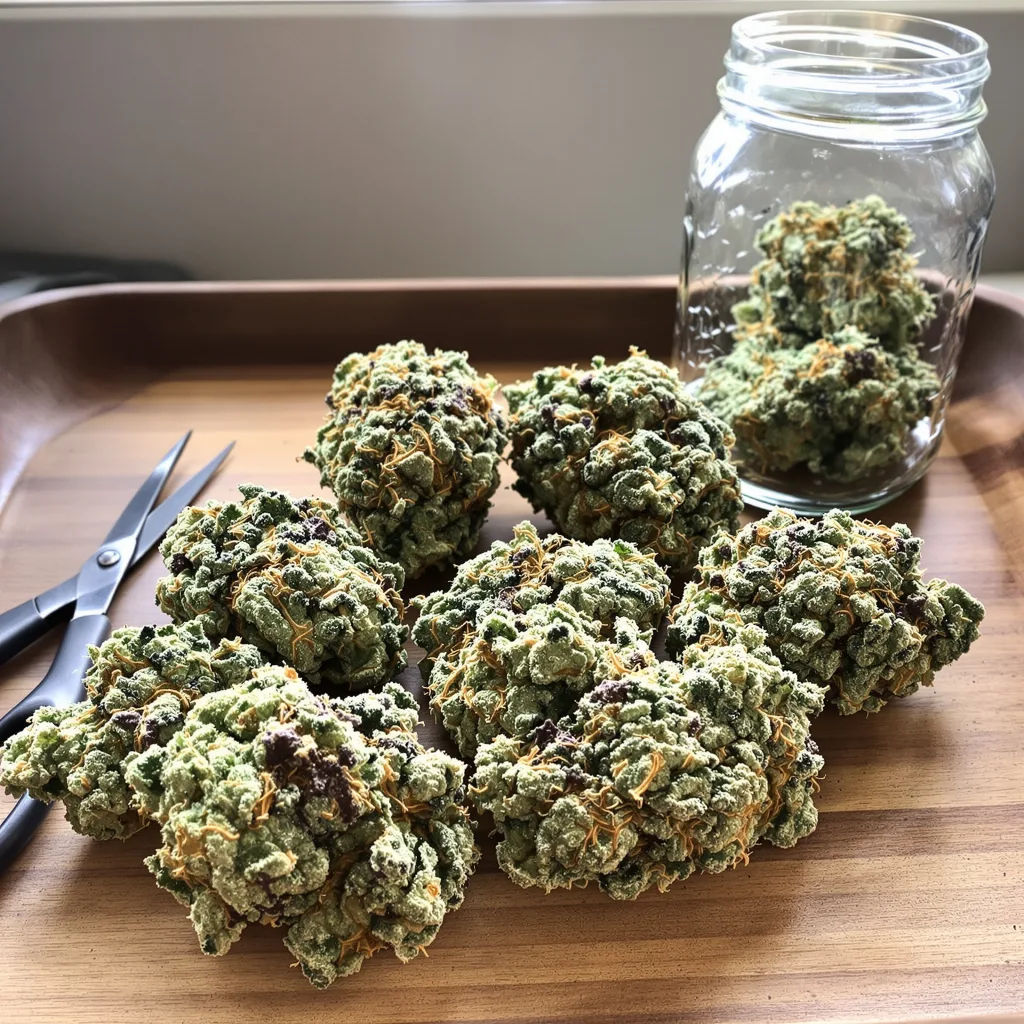 Northern Cream 64% indica / 36% sativa flower with visible trichomes