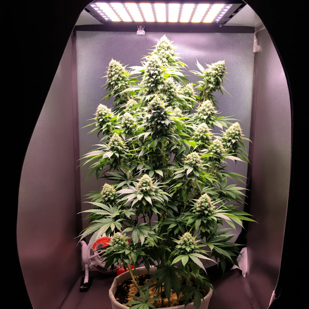 Northern Cream cannabis plant in flowering stage — 60-100 cm autoflower
