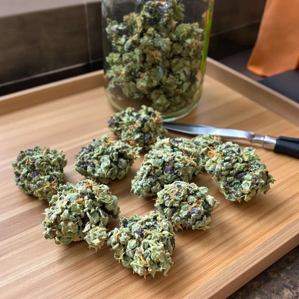 Northern Cream 64% indica / 36% sativa flower with visible trichomes