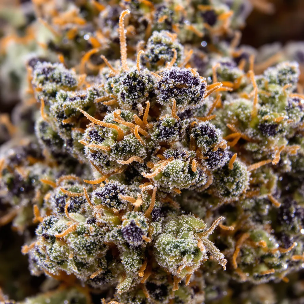 Northern Sunrise cannabis bud close-up showing dense purple-tinged calyxes