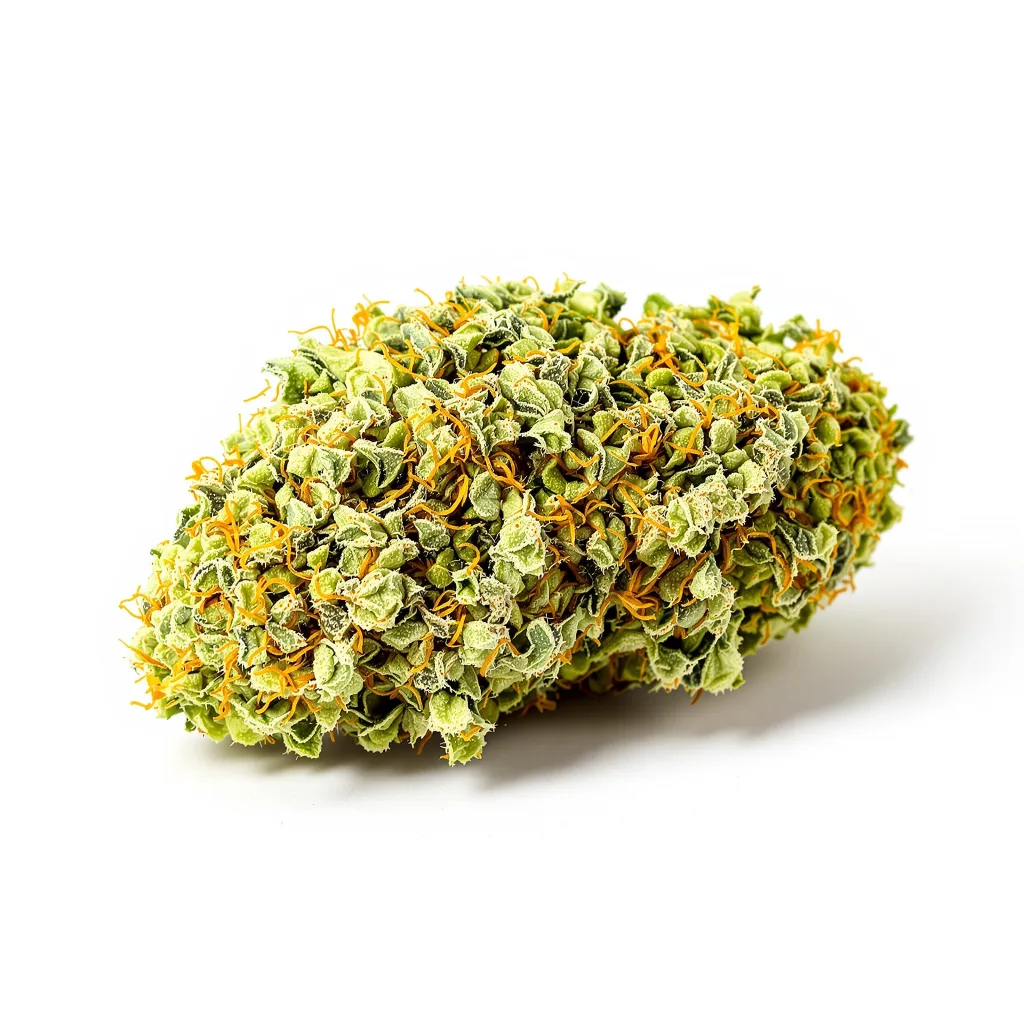 NY-47 23% indica / 77% sativa flower with visible trichomes