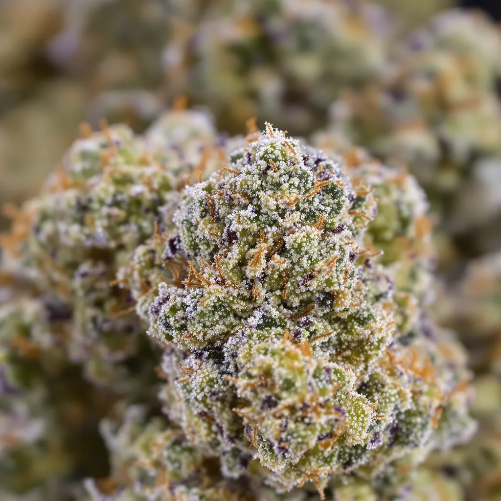 OG Diesel Kush cannabis bud close-up showing open-bud structure with orange pistils