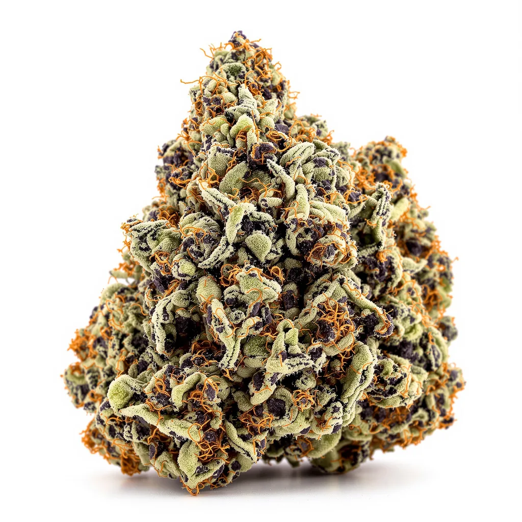 OG LA Affie 89% indica / 11% sativa flower with visible trichomes