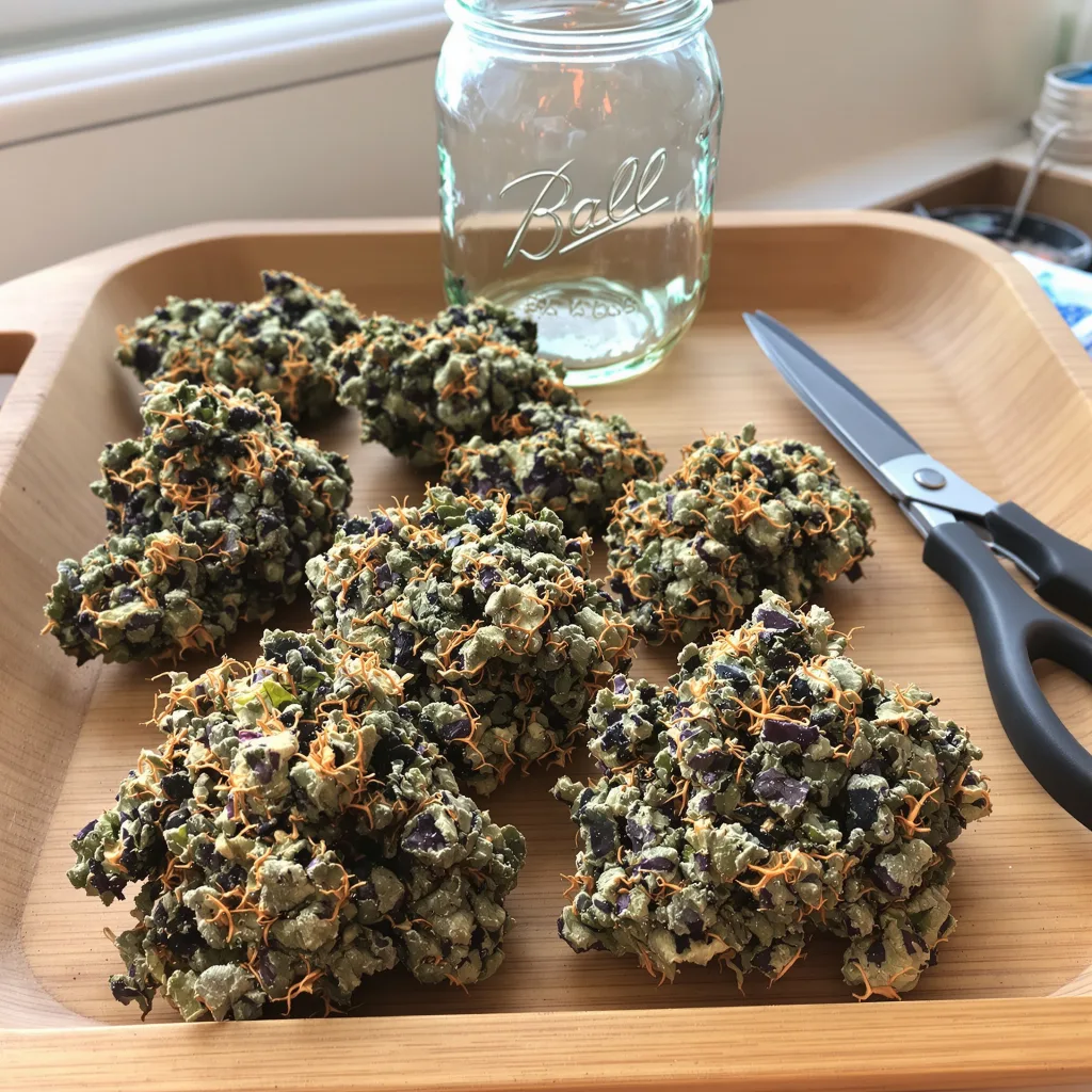 OG's Pearl 73% indica / 27% sativa flower with visible trichomes