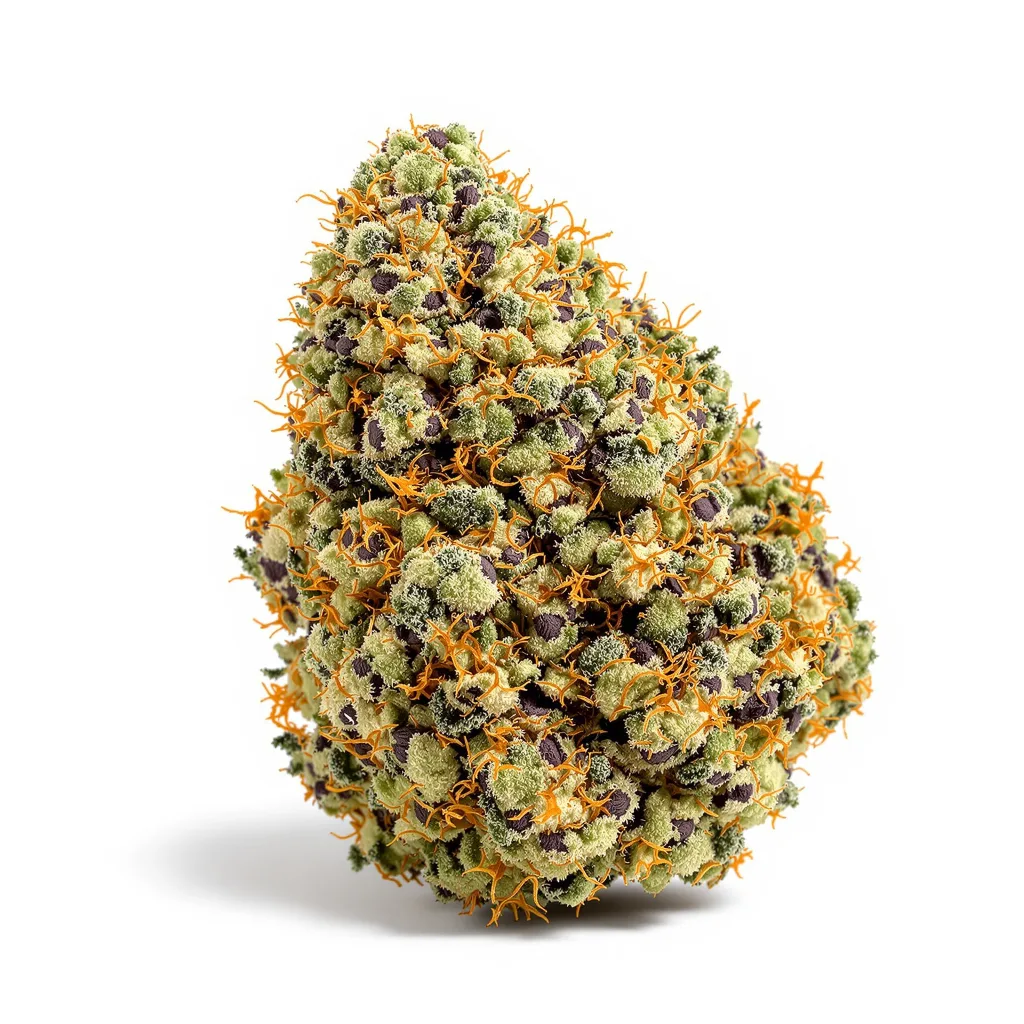 Old School OG 76% indica / 24% sativa flower with visible trichomes