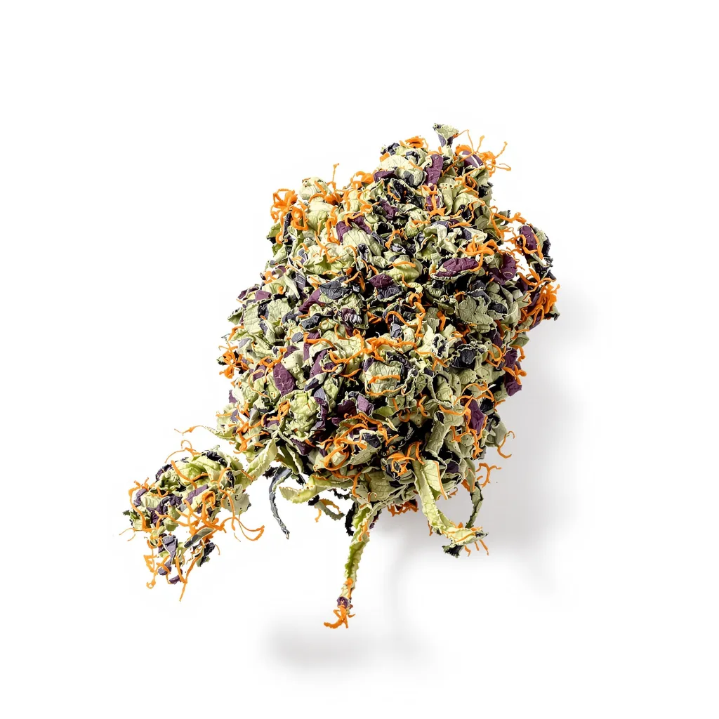 Orange Bud 79% indica / 21% sativa flower with visible trichomes