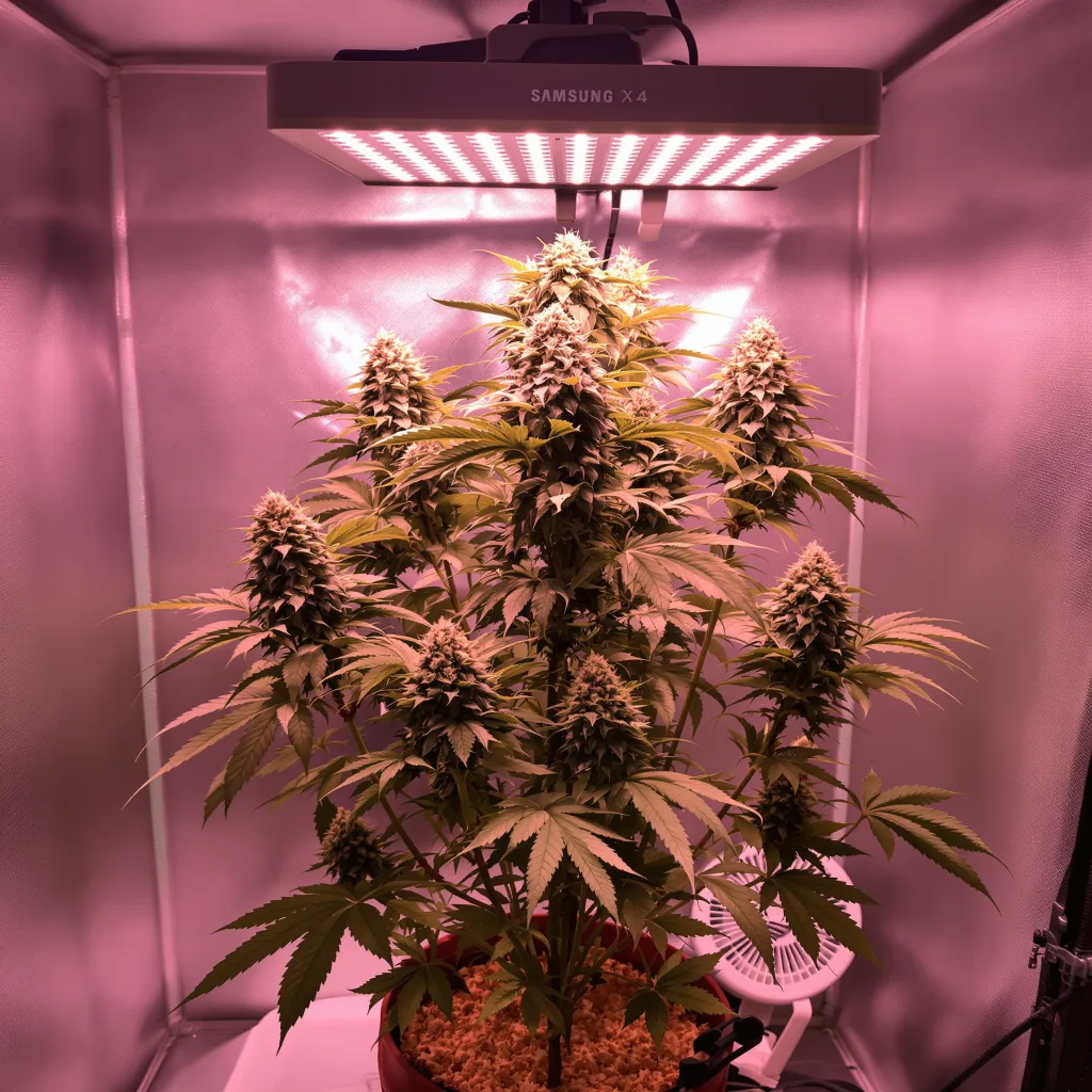 Oregon Peach cannabis plant in flowering stage — 90-130 cm feminised