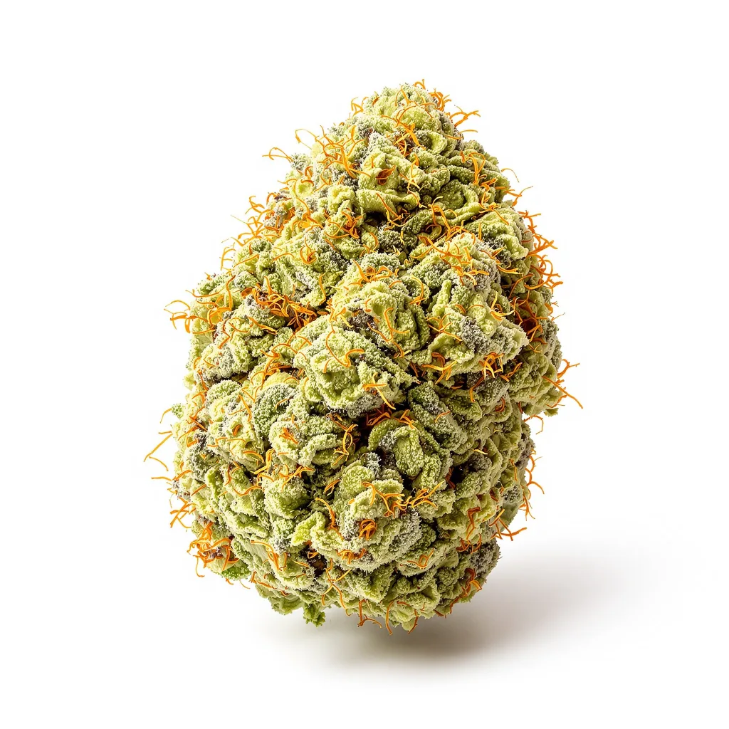 Original Lemon Pie 16% indica / 84% sativa flower with visible trichomes