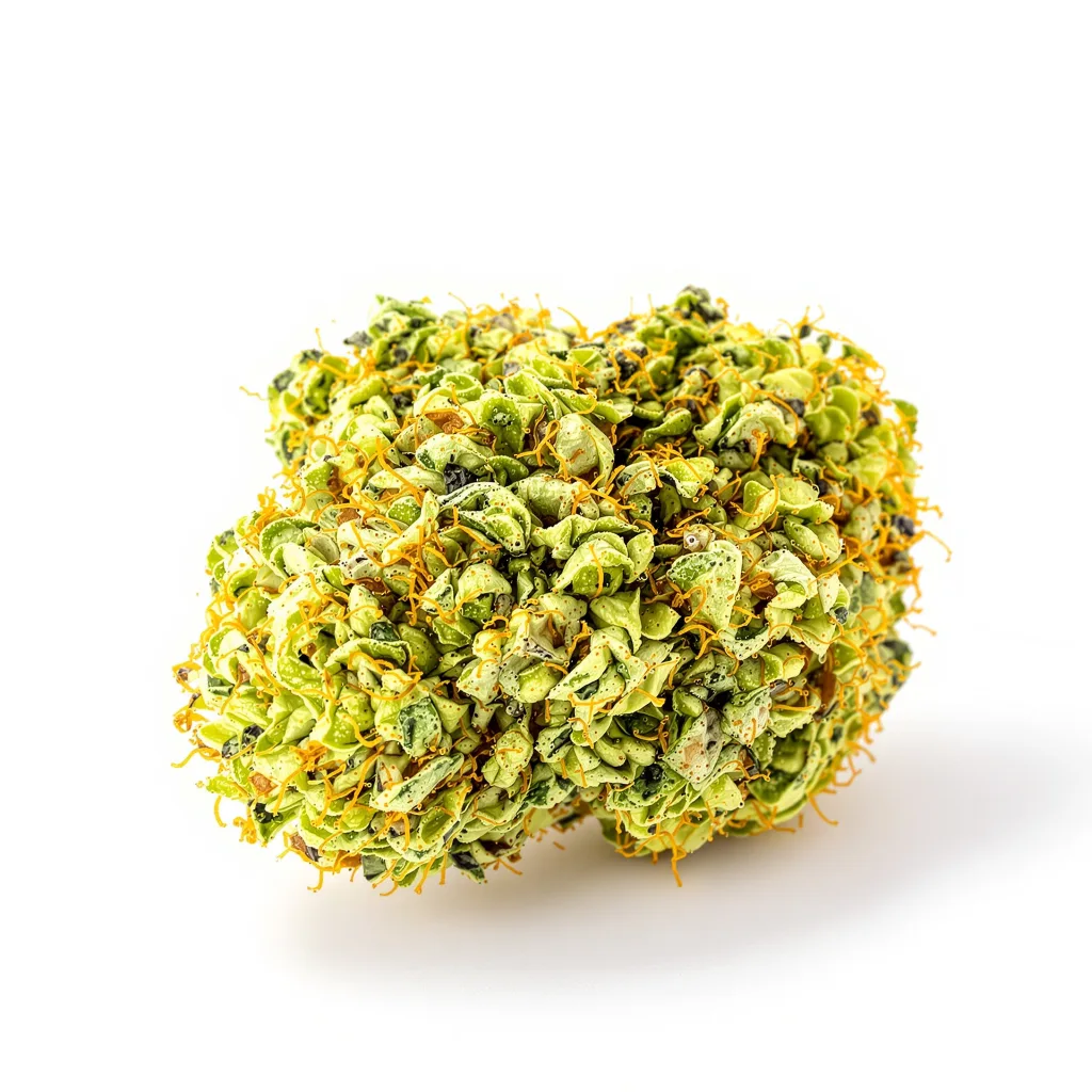 Panama Red 23% indica / 77% sativa flower with visible trichomes