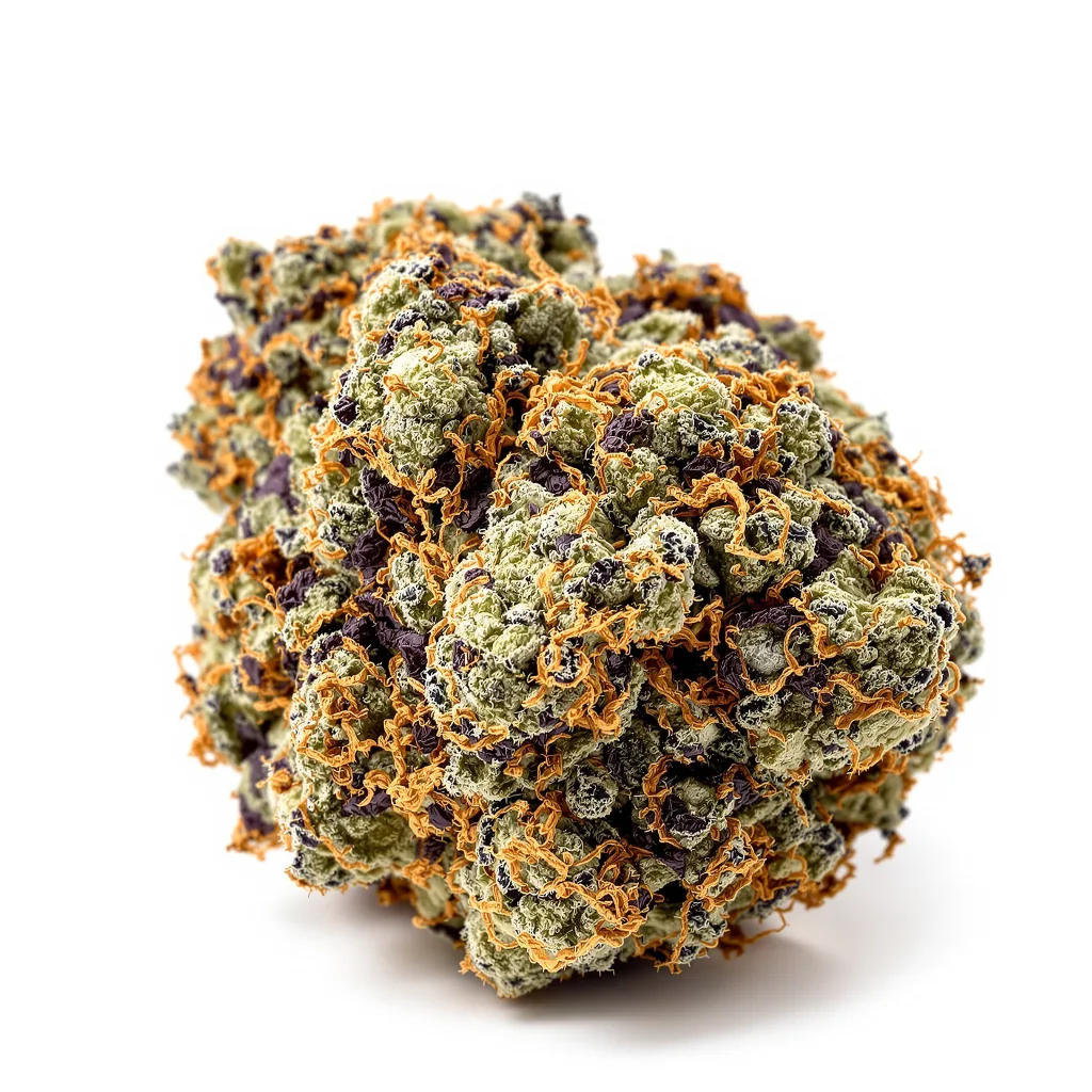 Papaya Cookies 76% indica / 24% sativa flower with visible trichomes