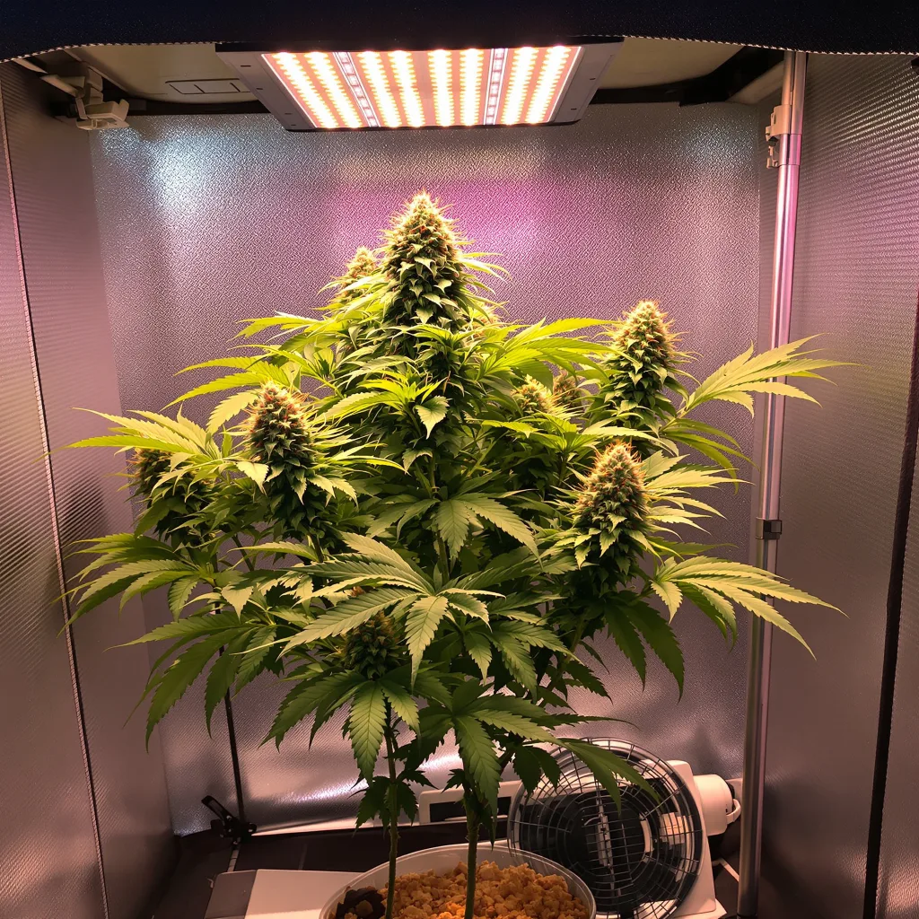 Peanut Butter Breath cannabis plant in flowering stage — 60-100 cm autoflower