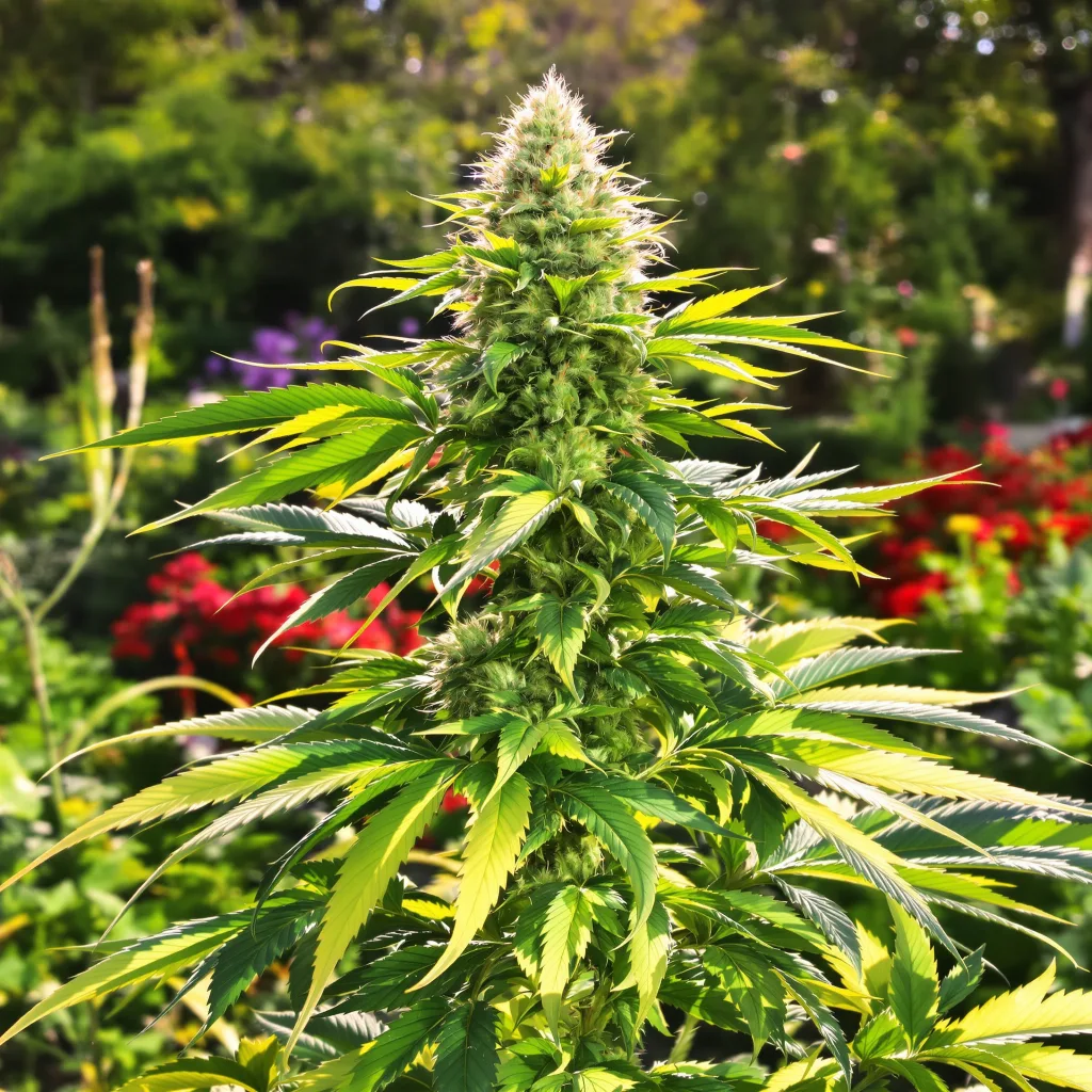 Peanut Butter Gelato 55% indica / 45% sativa flower with visible trichomes