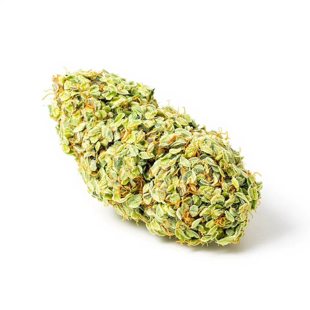 Pincher's Creek 30% indica / 70% sativa flower with visible trichomes