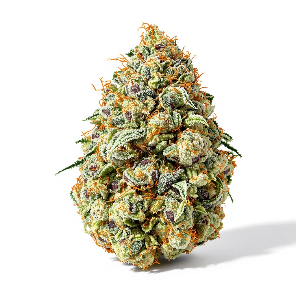 Pineapple Express 62% indica / 38% sativa flower with visible trichomes