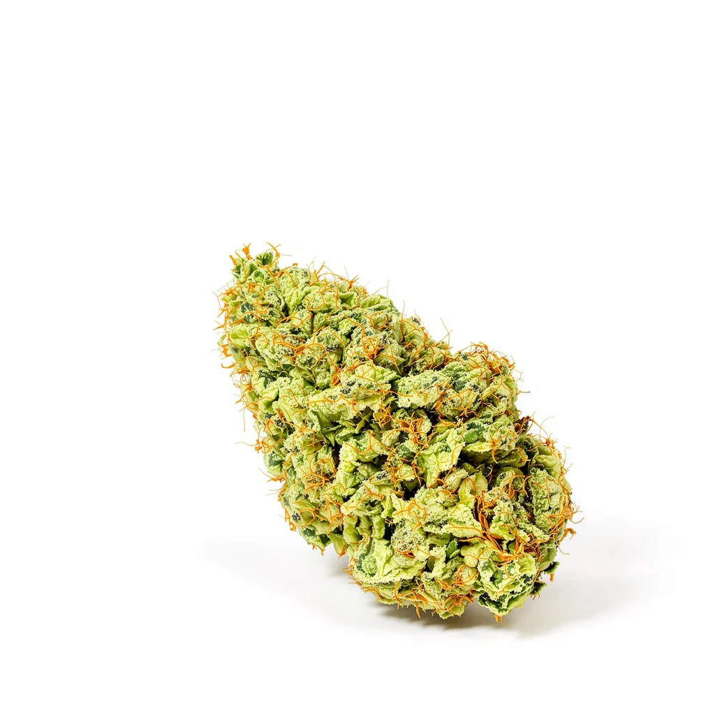 Pineapple Jack 10% indica / 90% sativa flower with visible trichomes