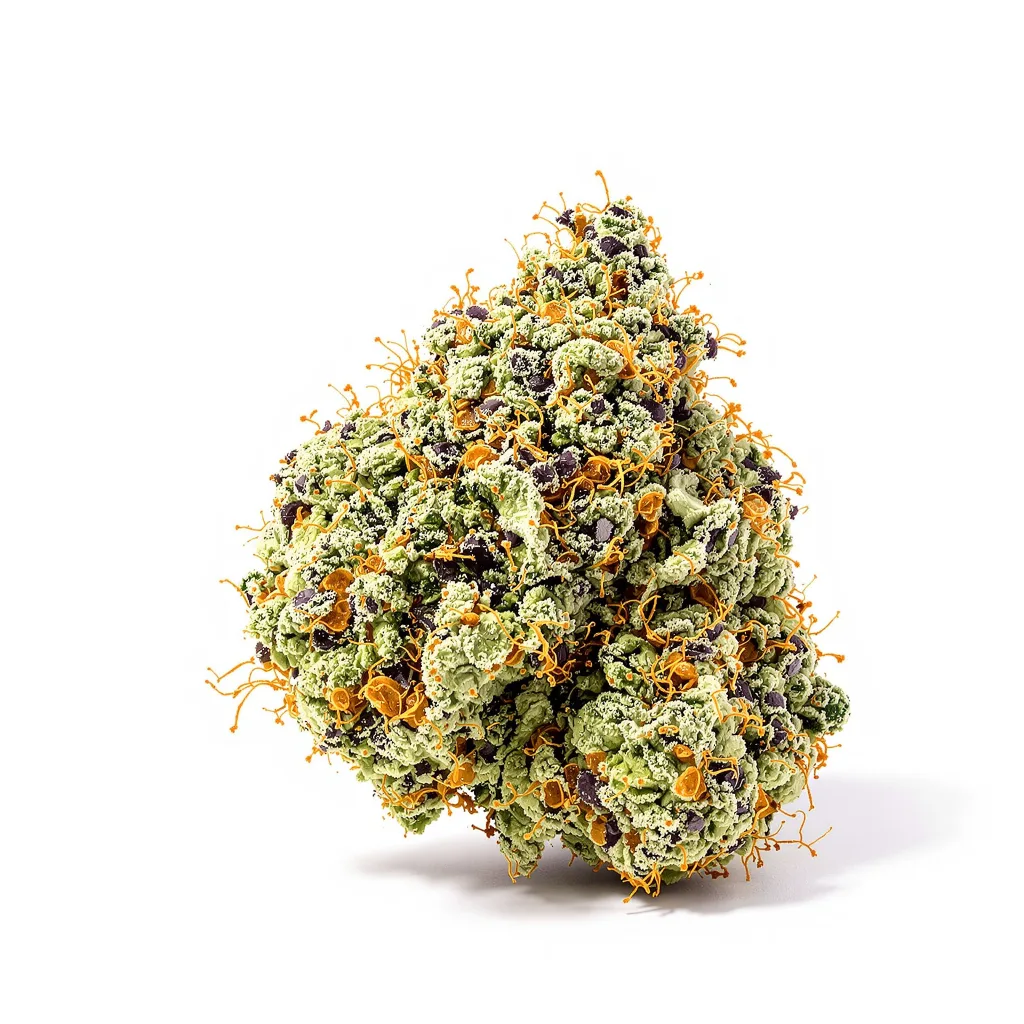 Pineapple Kush 40% indica / 50% sativa flower with visible trichomes