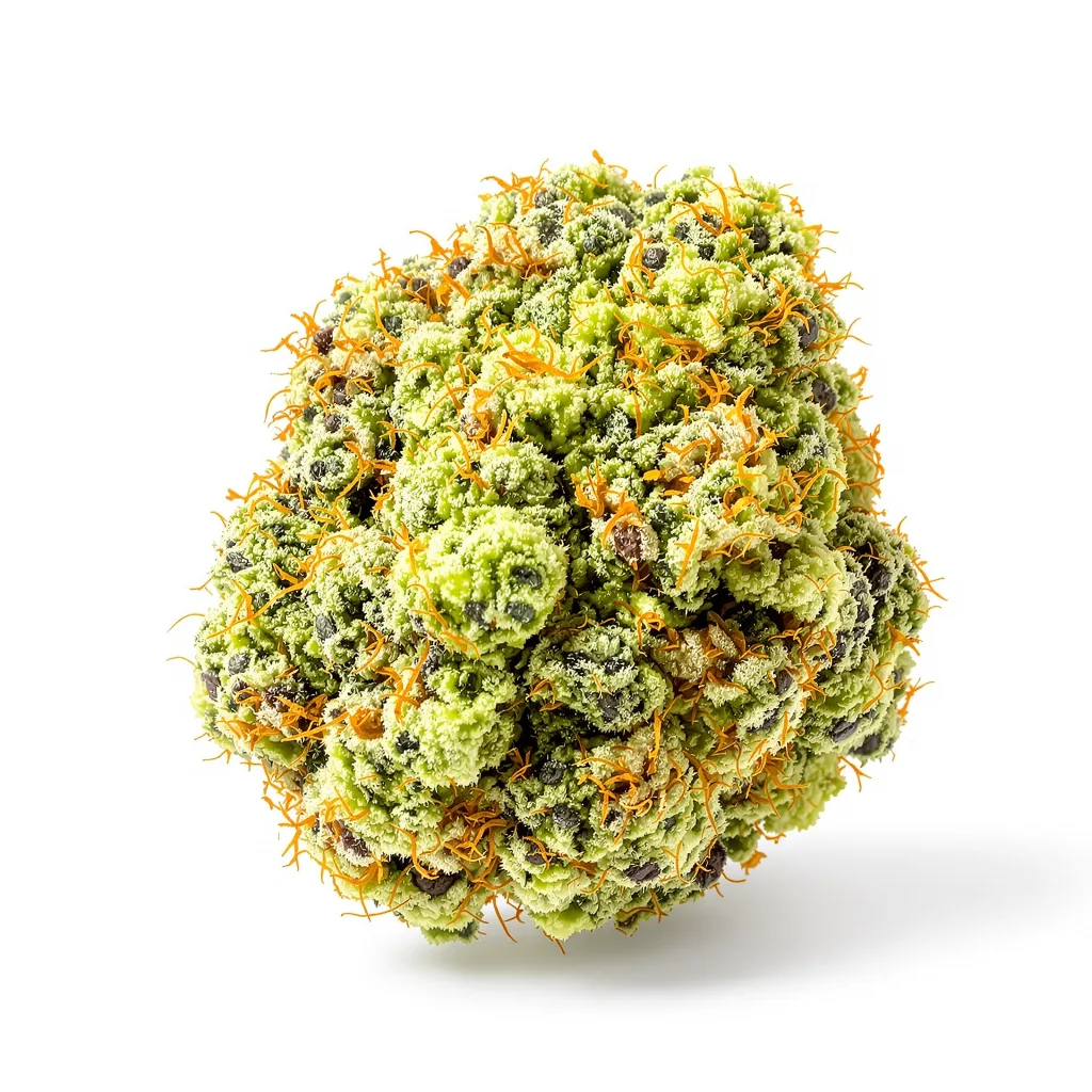 Pineapple Thai 50% indica / 100% sativa flower with visible trichomes