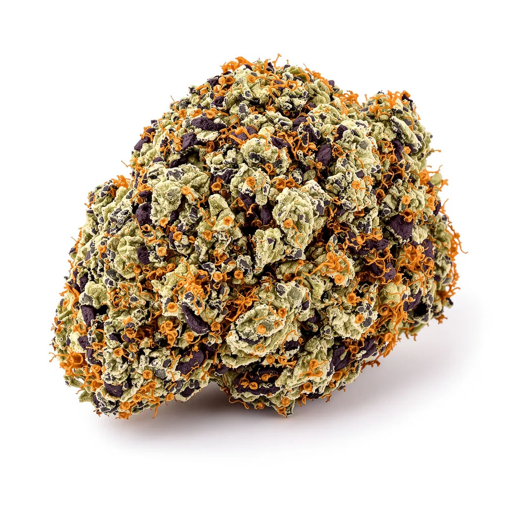 Pink Kush 90% indica / 10% sativa flower with visible trichomes