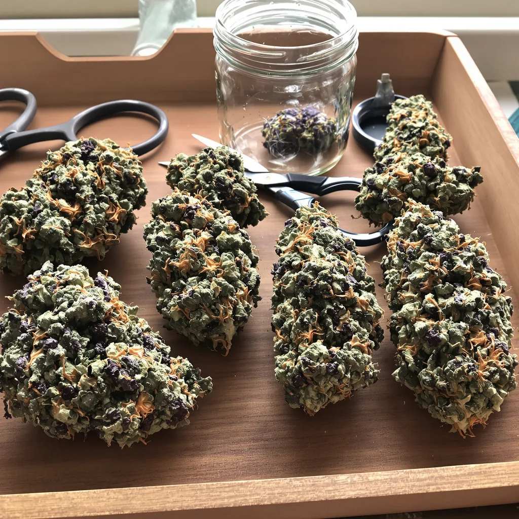 Pink Panther 70% indica / 30% sativa flower with visible trichomes