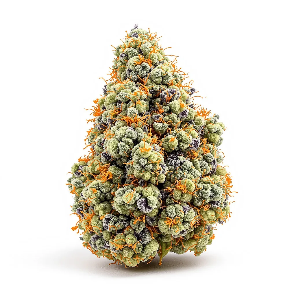 Pink Pez 63% indica / 37% sativa flower with visible trichomes