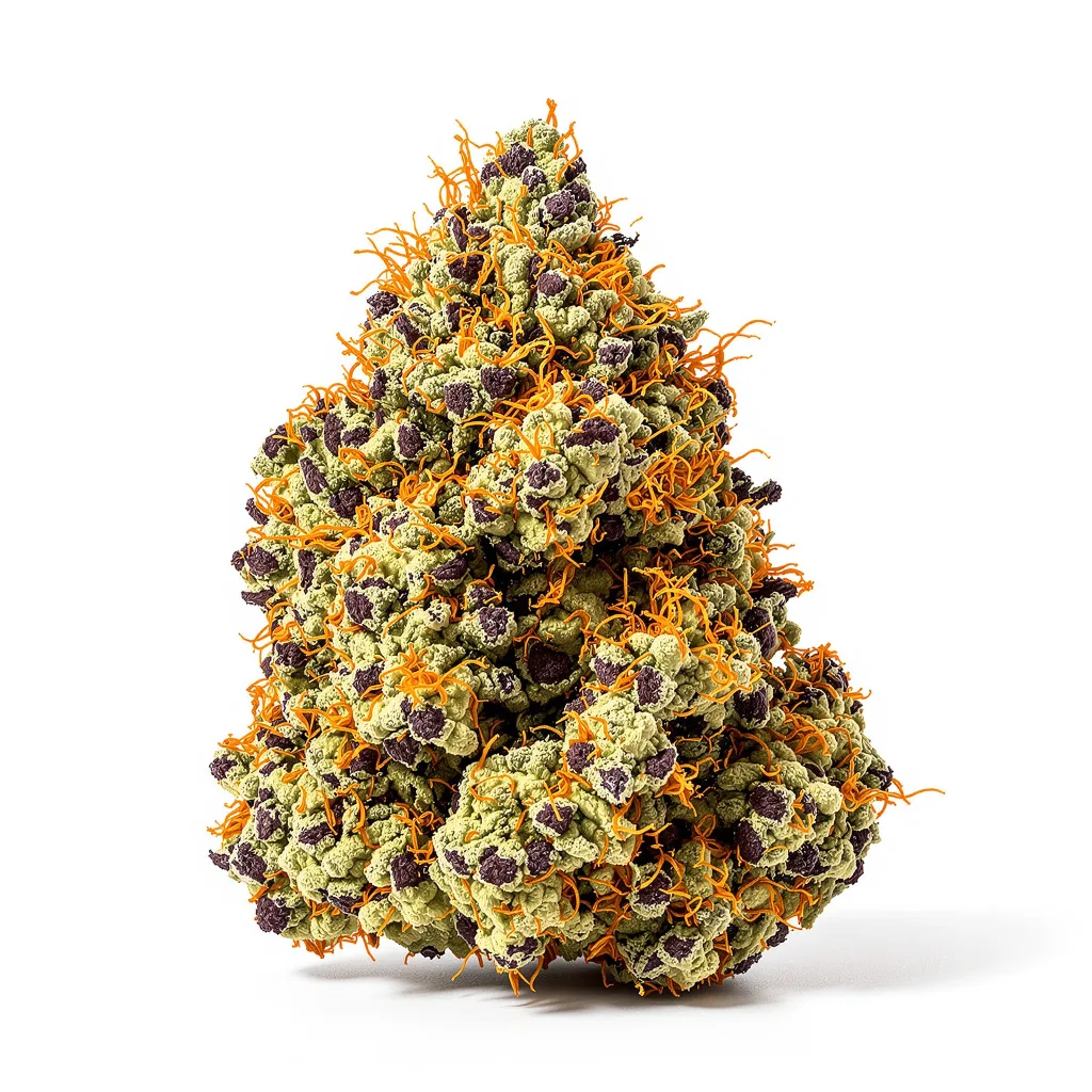 Platinum Bubba Kush 70% indica / 20% sativa flower with visible trichomes