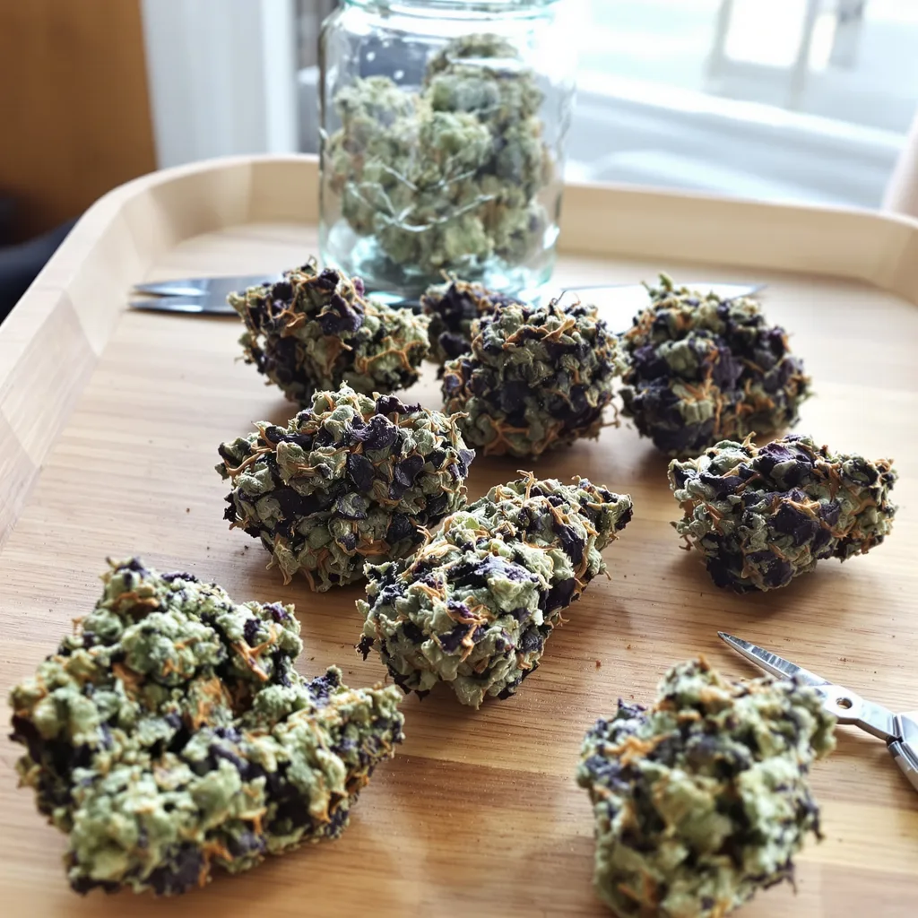 Platinum Kush 82% indica / 18% sativa flower with visible trichomes