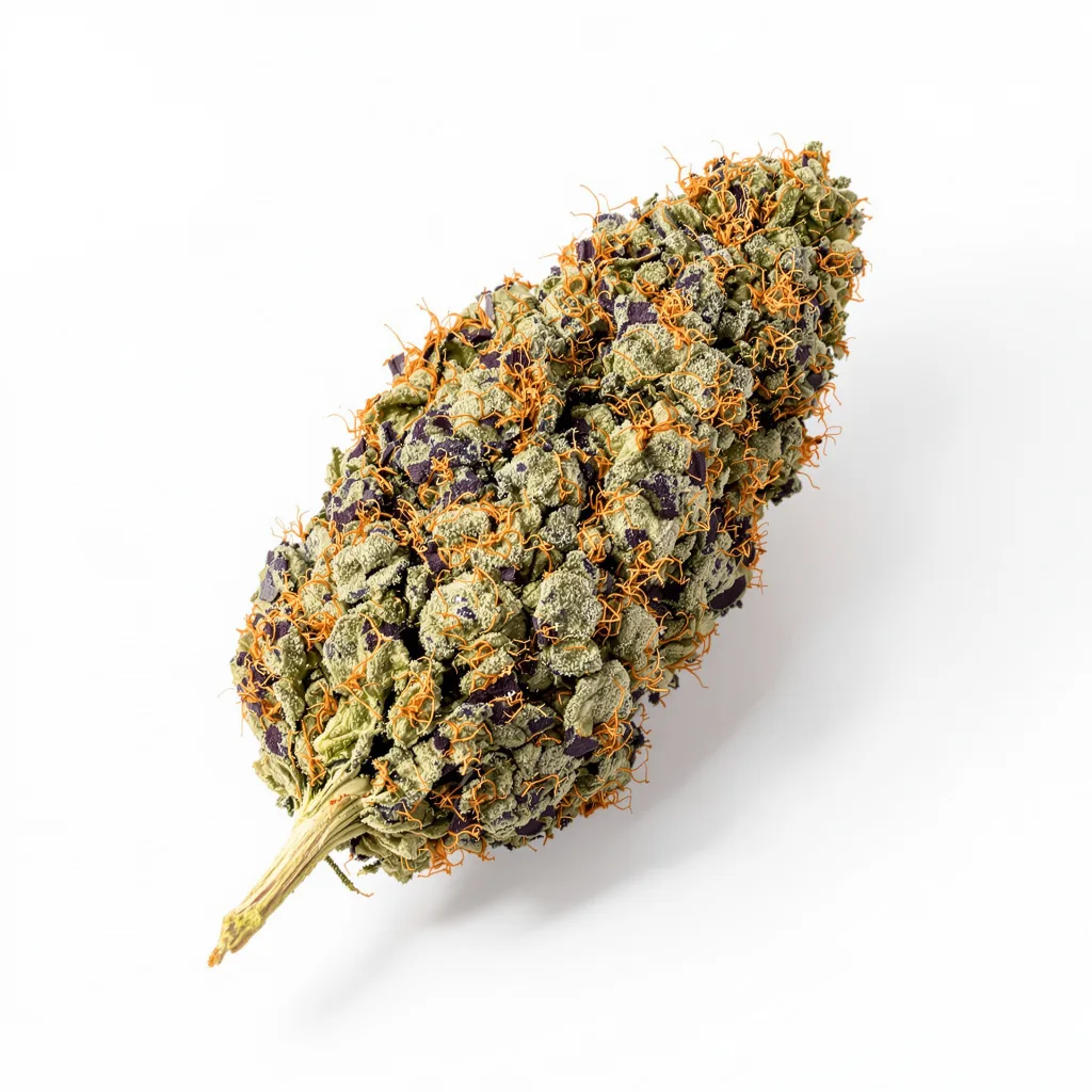 Platinum Kush 82% indica / 18% sativa flower with visible trichomes