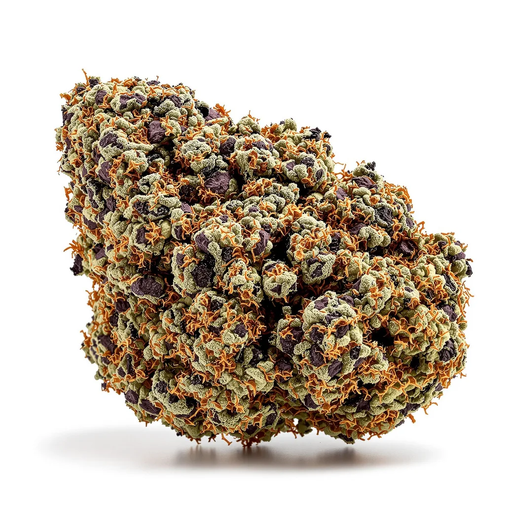 Platinum Purple Kush 80% indica / 50% sativa flower with visible trichomes
