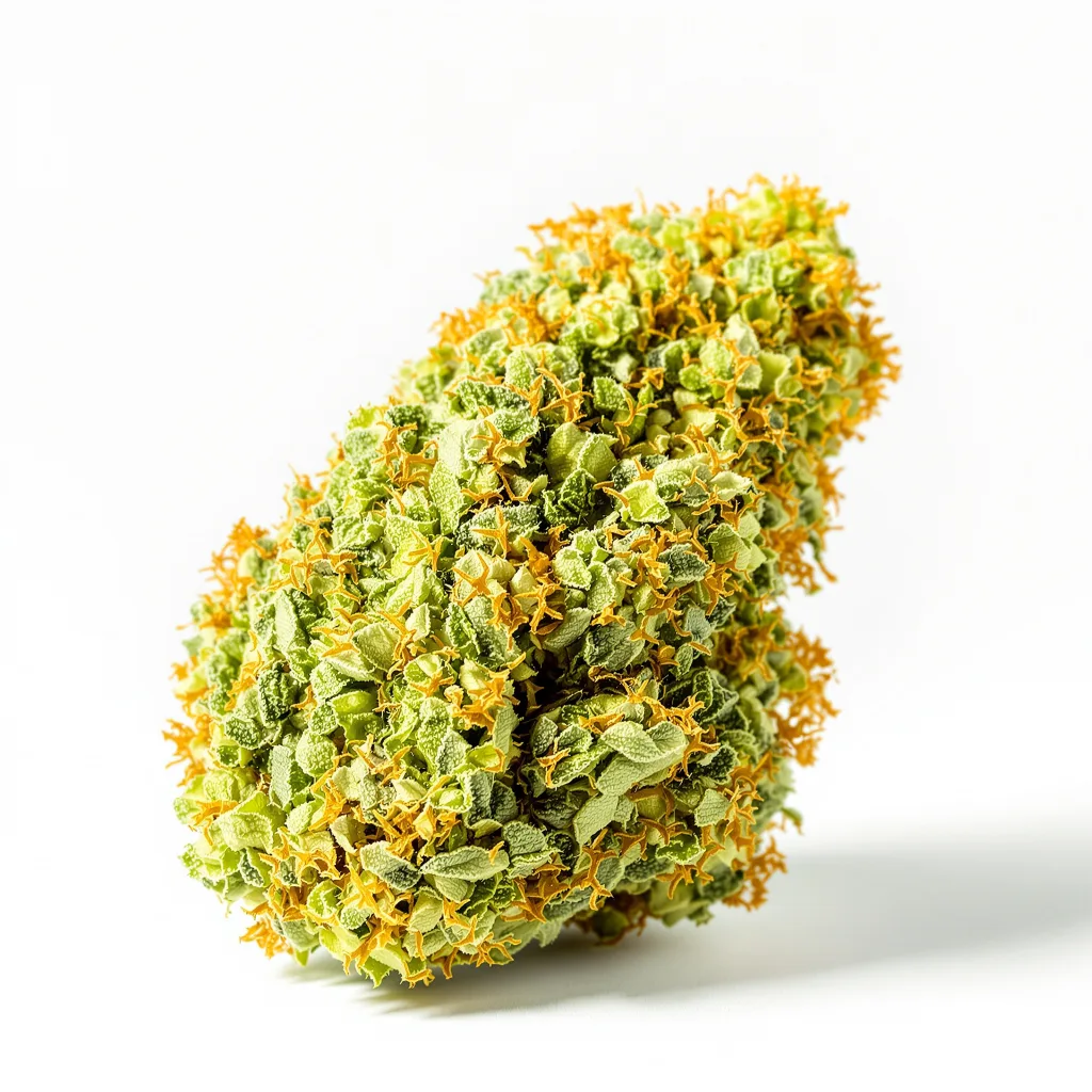 Platinum Wreck 25% indica / 75% sativa flower with visible trichomes