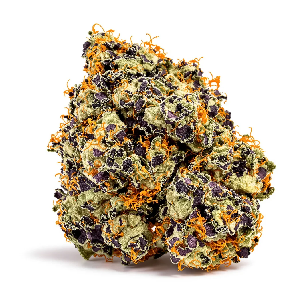 Pluto Kush 88% indica / 12% sativa flower with visible trichomes