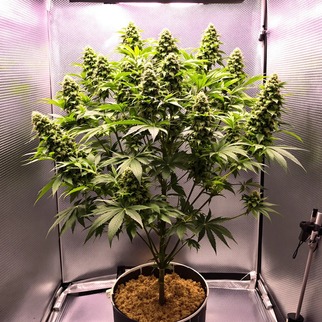 Pre-98 Bubba Kush cannabis plant in flowering stage — 60-100 cm autoflower
