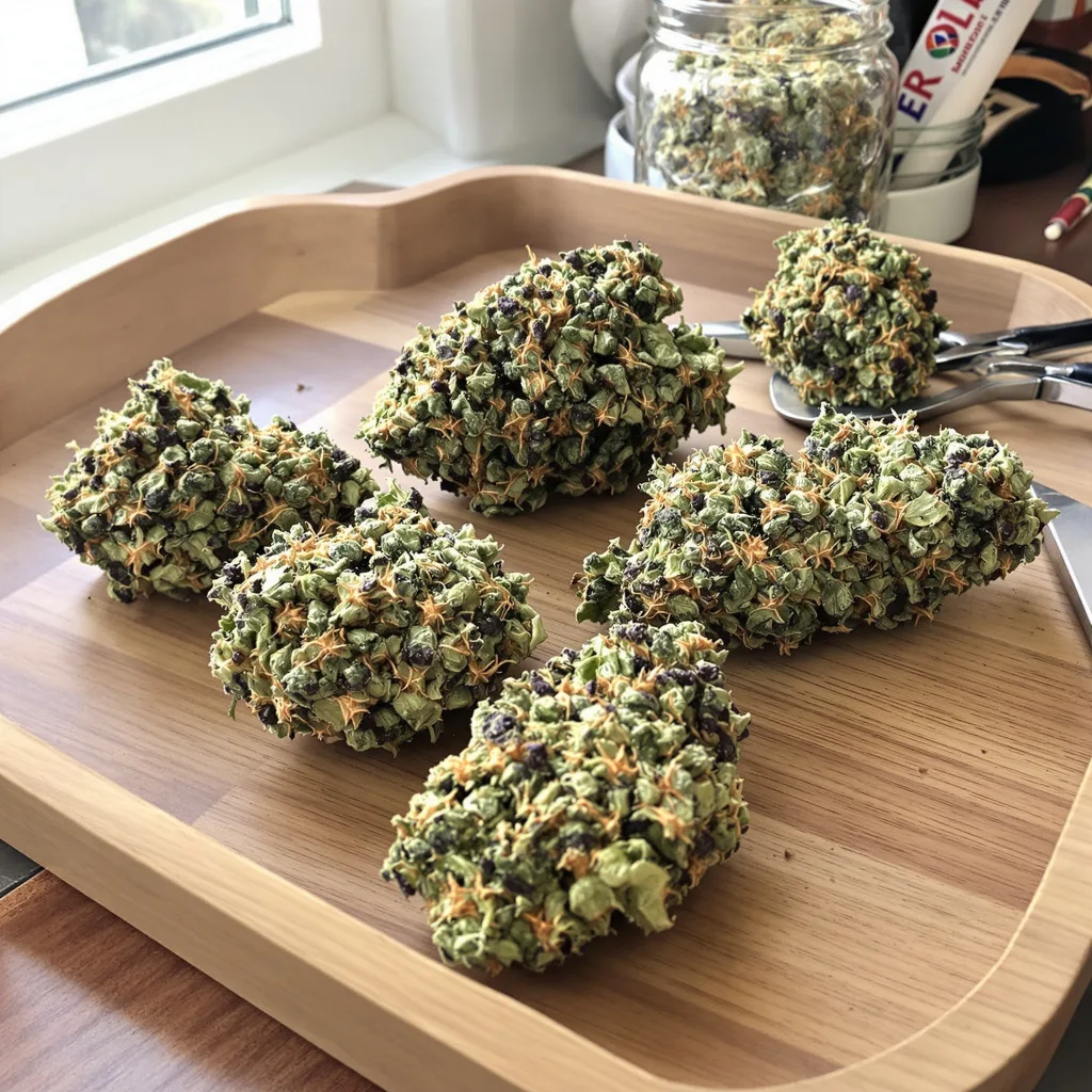 Pre-98 Bubba Kush 80% indica / 20% sativa flower with visible trichomes