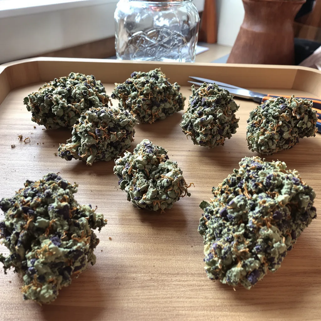 Puna Budder 70% indica / 30% sativa flower with visible trichomes