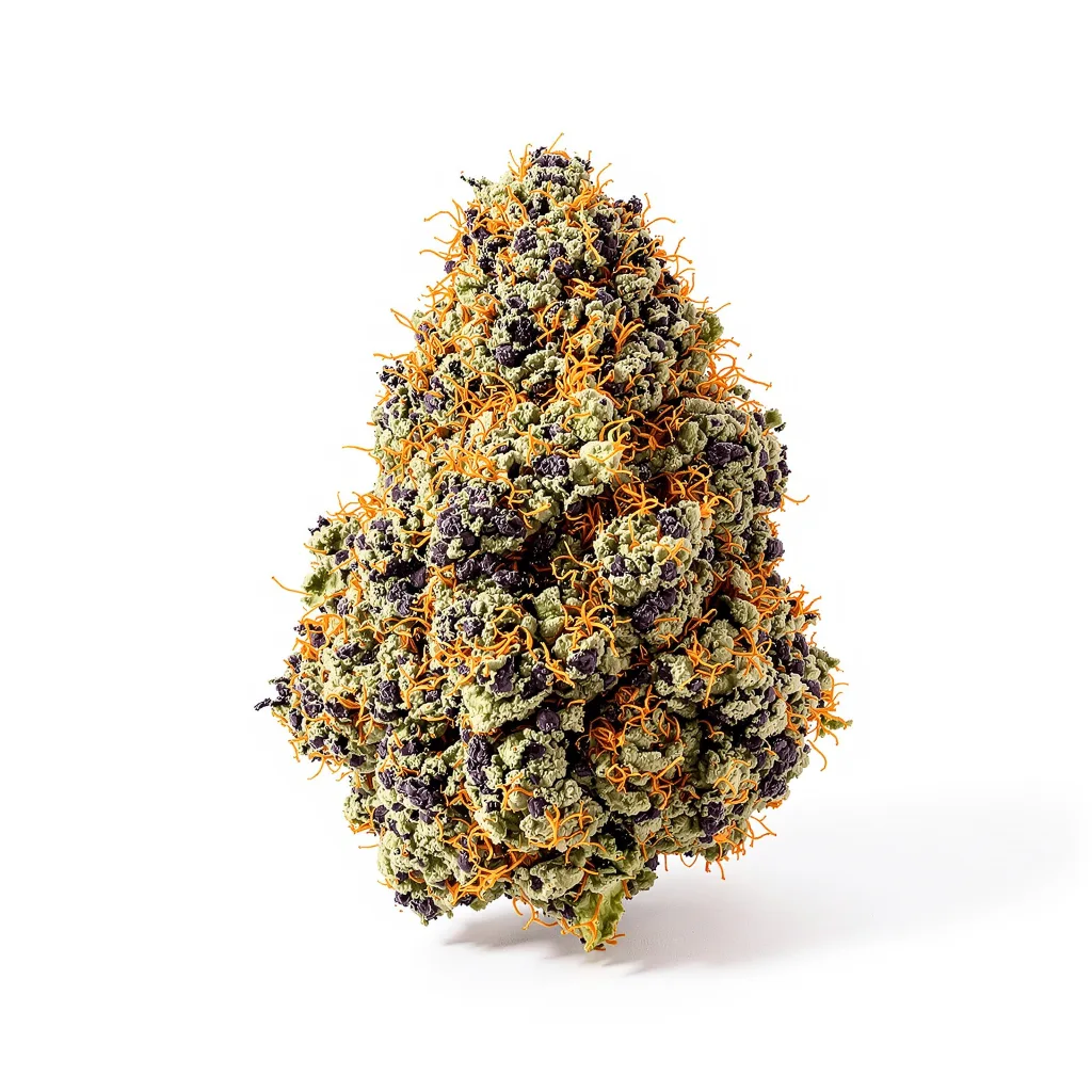 Puna Budder 70% indica / 30% sativa flower with visible trichomes