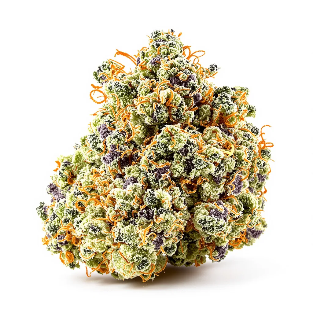 Punch Pie 46% indica / 54% sativa flower with visible trichomes