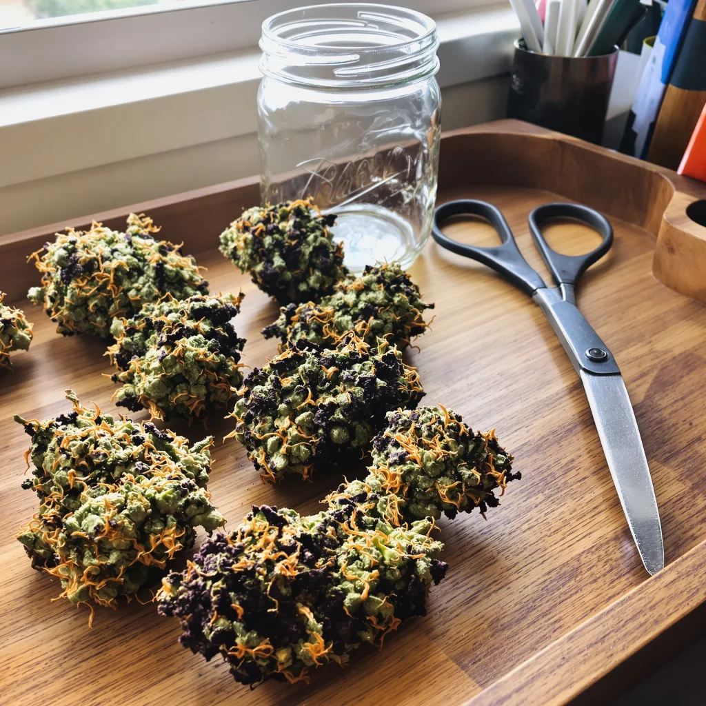 Pure Afghan 89% indica / 11% sativa flower with visible trichomes