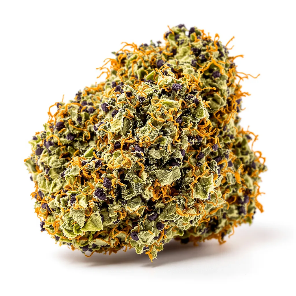 Pure Indica 81% indica / 19% sativa flower with visible trichomes