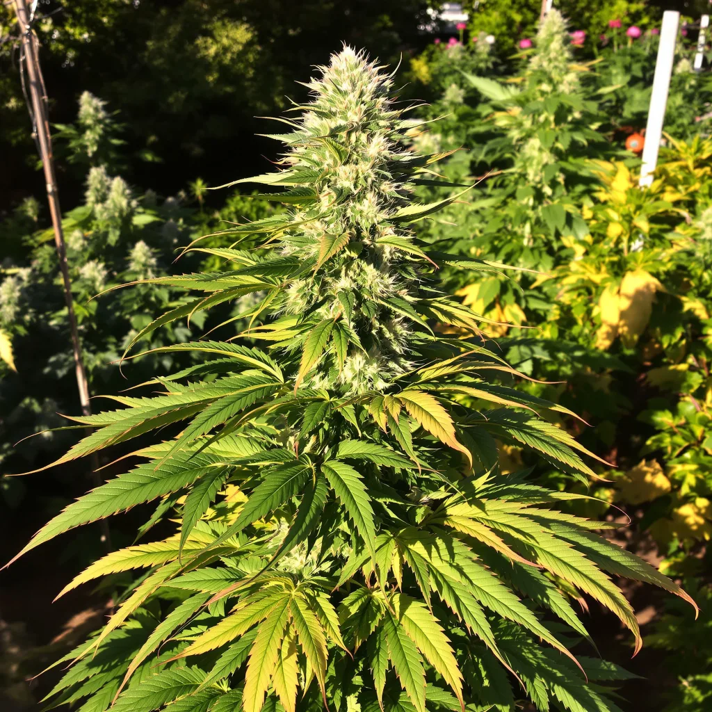 Purple 43 68% indica / 32% sativa flower with visible trichomes