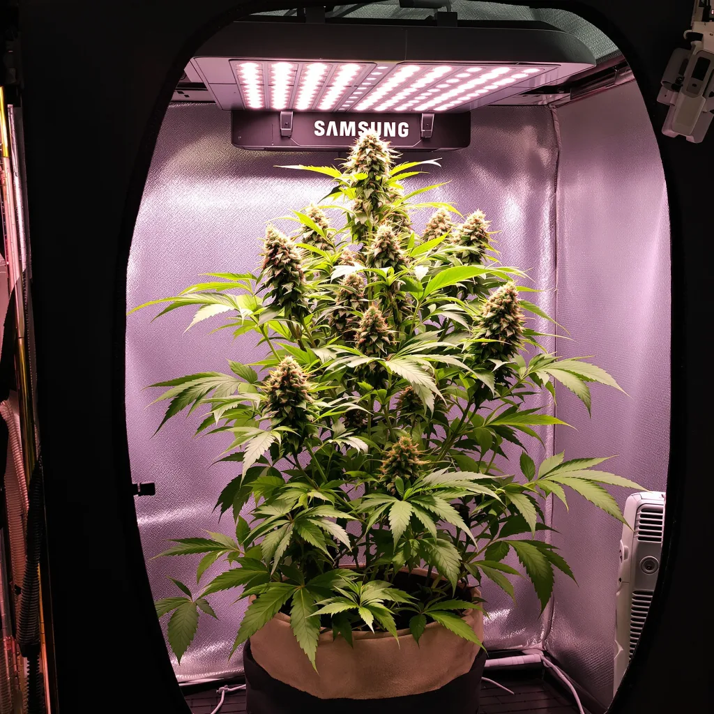 Purple Afghani cannabis plant in flowering stage — 60-100 cm autoflower