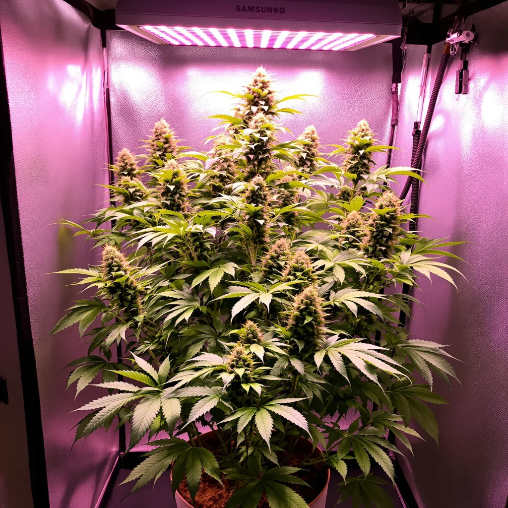 Purple Berry cannabis plant in flowering stage — 60-100 cm autoflower