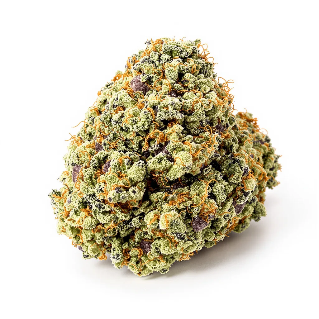 Purple Elephant 60% indica / 40% sativa flower with visible trichomes