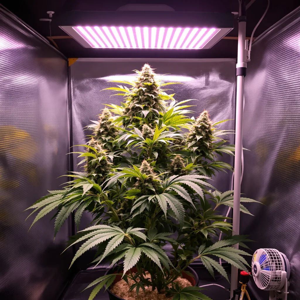 Purple Passion cannabis plant in flowering stage — 60-100 cm autoflower