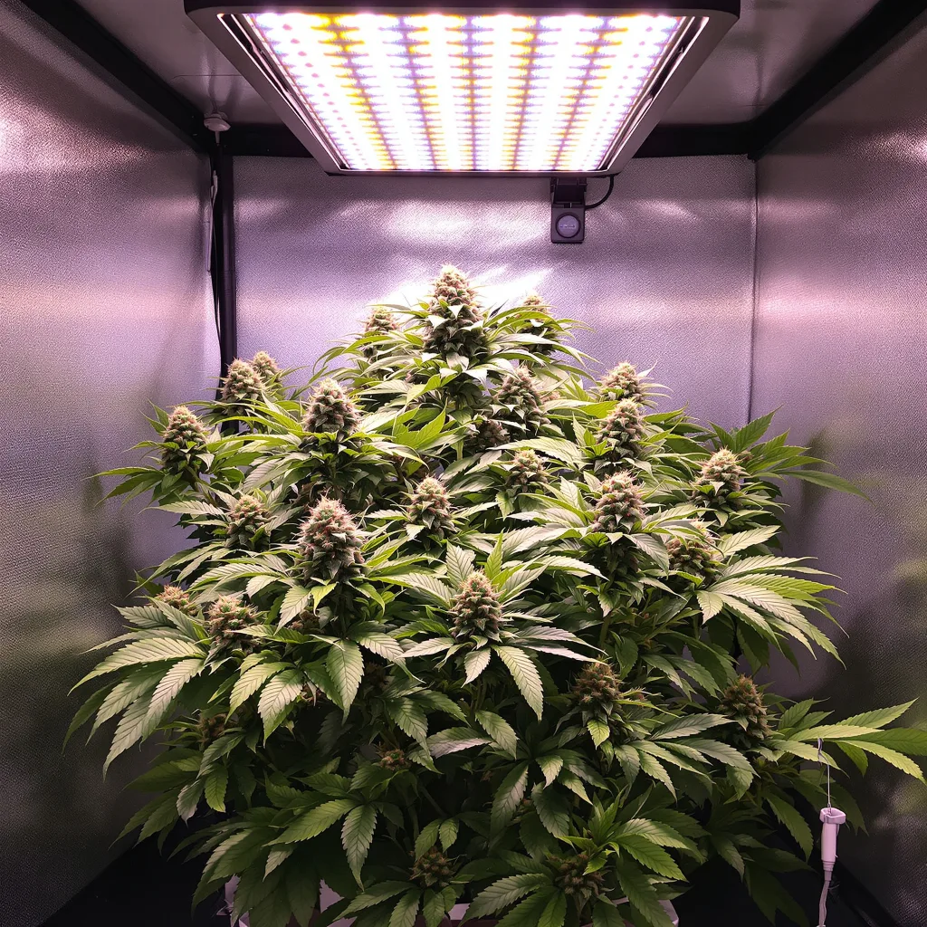 Purple Passion cannabis plant in flowering stage — 90-130 cm feminised