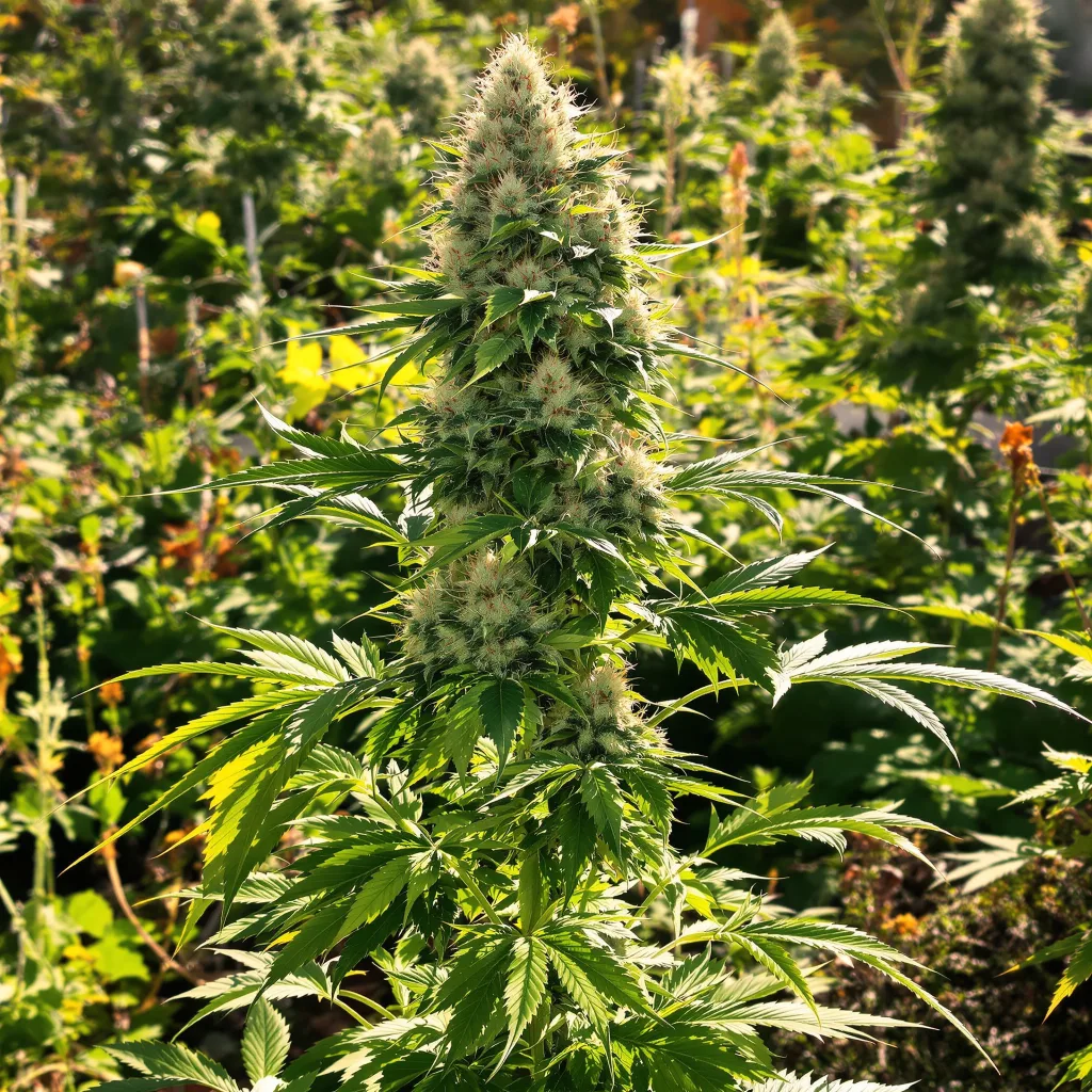 Purple Skunk 54% indica / 46% sativa flower with visible trichomes