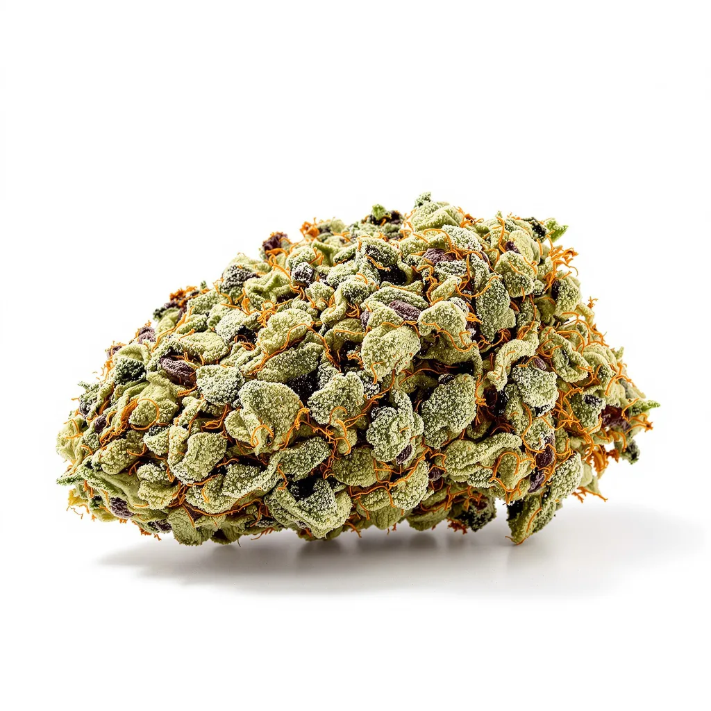 Qrazy Train 50% indica / 50% sativa flower with visible trichomes
