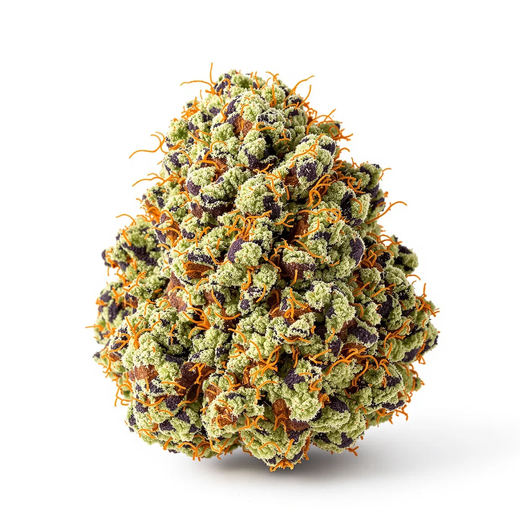 Queso 67% indica / 33% sativa flower with visible trichomes