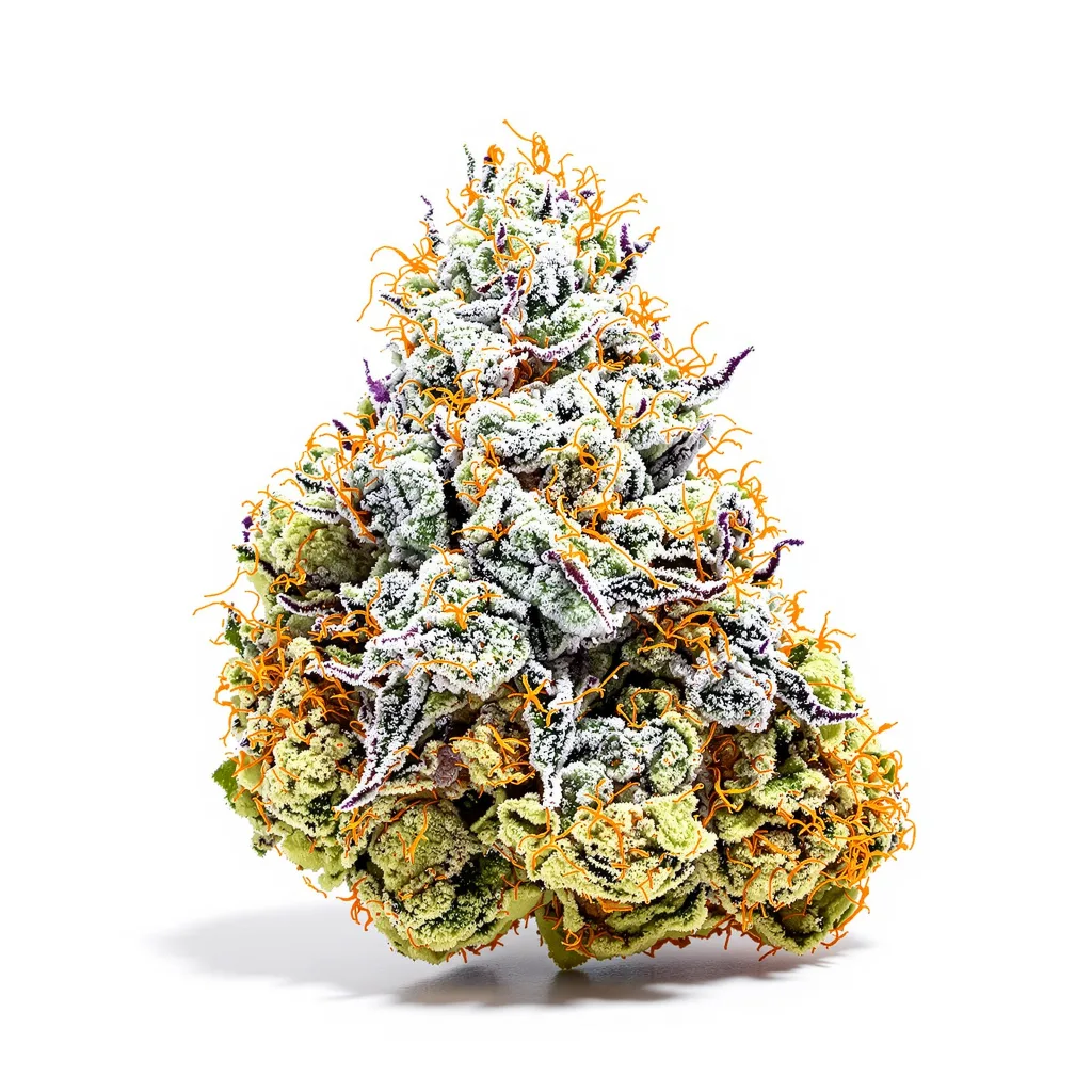 Rare Dankness #1 57% indica / 43% sativa flower with visible trichomes
