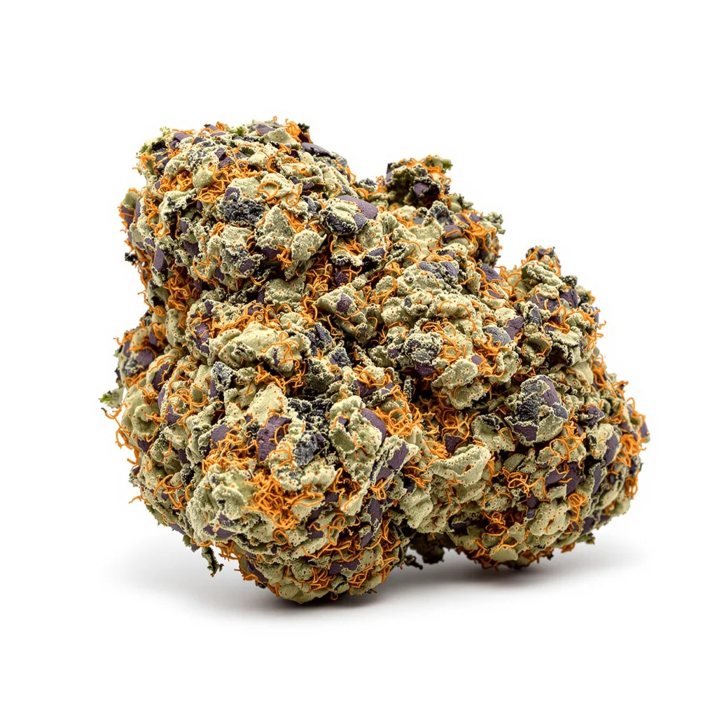 Ray Charles 72% indica / 28% sativa flower with visible trichomes