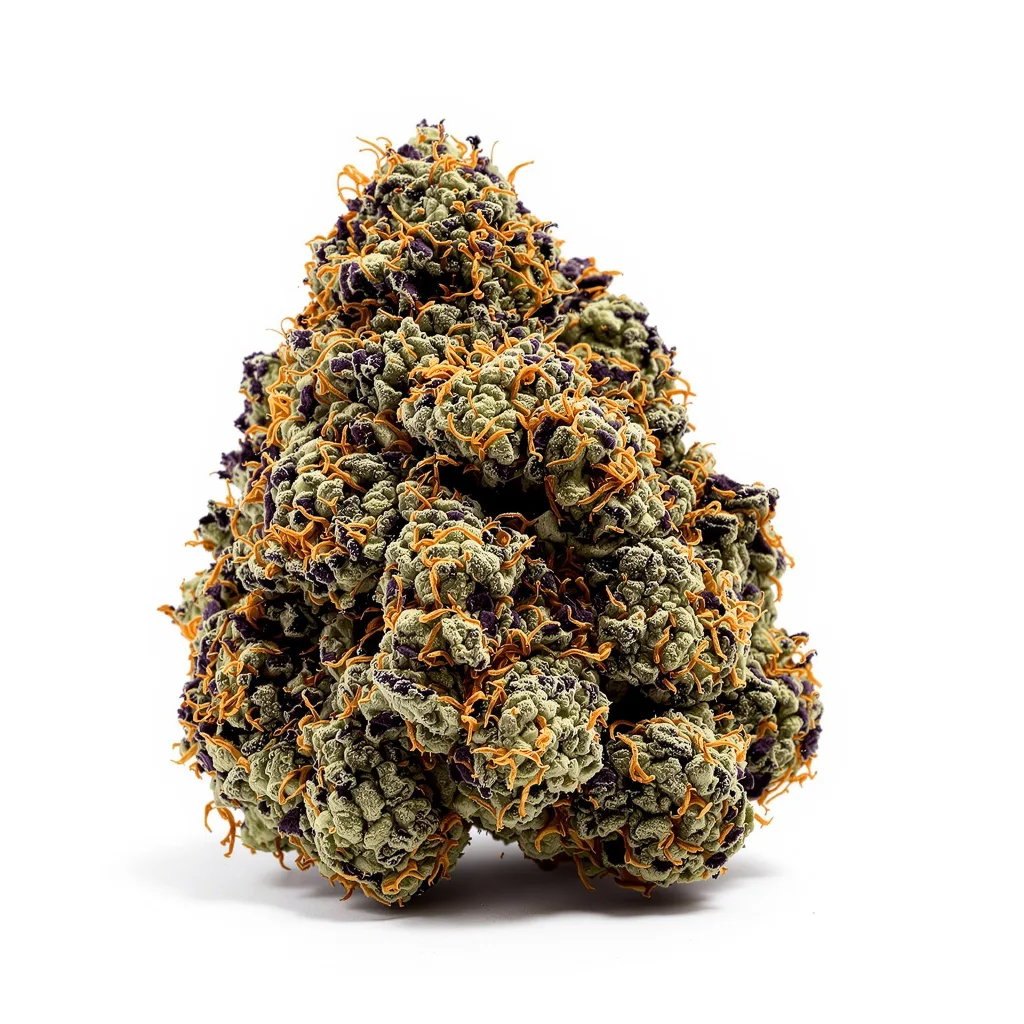 Red Bruce 84% indica / 16% sativa flower with visible trichomes