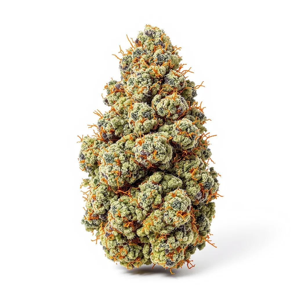 Rene Mist 41% indica / 59% sativa flower with visible trichomes